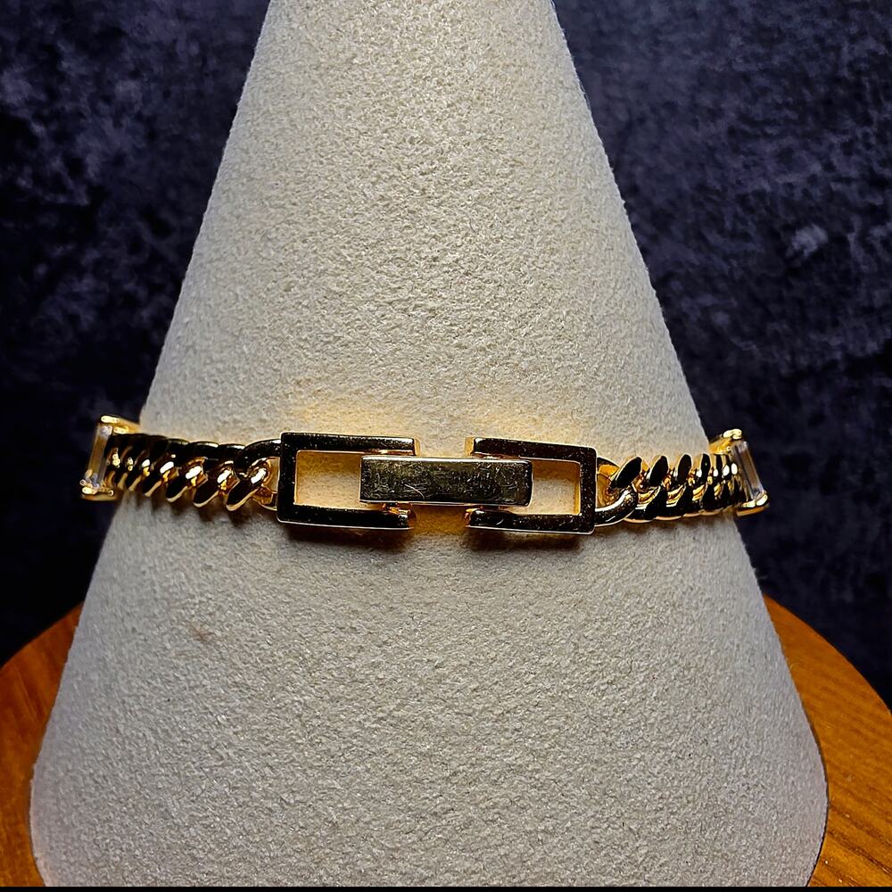 7" 3.30CTW Emerald-Cut VVS/D Moissanite Cuban Bracelet, Gold Over Silver (4.4mm) - Picture 6 of 10